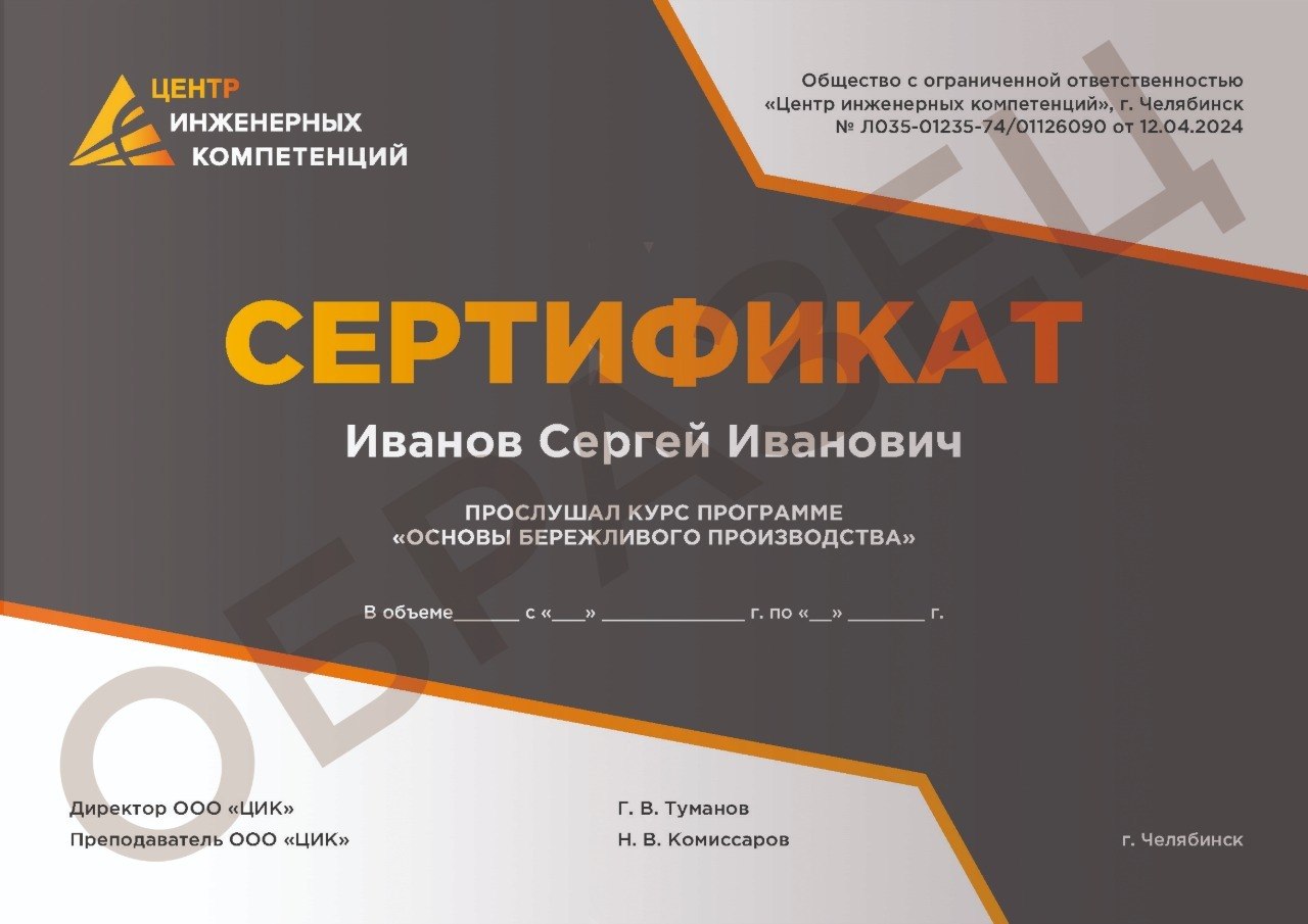 Образец выдаваемого документа